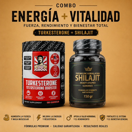 COMBO TURKESTERONE + GOMITAS DE SHILAJIT HIMALAYO - MAXIMA ENERGIA, FUERZA Y TESTOSTERONA